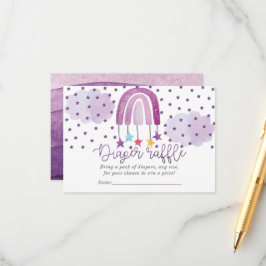 Paarse regenboogvaarder Baby shower Diaper raffina Informatiekaartje