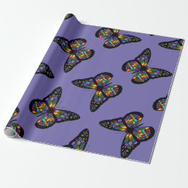 Paarse regenboogvlinder cadeaupapier