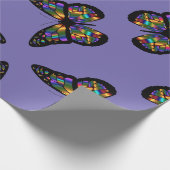 Paarse regenboogvlinder cadeaupapier (Hoek)