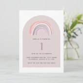 Paarse regenboogWaterverf eerste verjaardag Kaart (Staand voorkant)