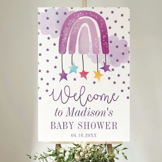 Paarse regenboogwelkomstBaby shower Poster