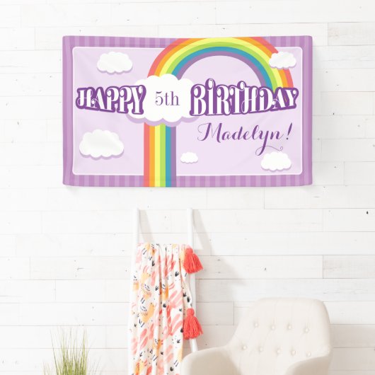 Paarse regenboogwolk uit elke leeftijd - Birthday- Spandoek (Insitu)