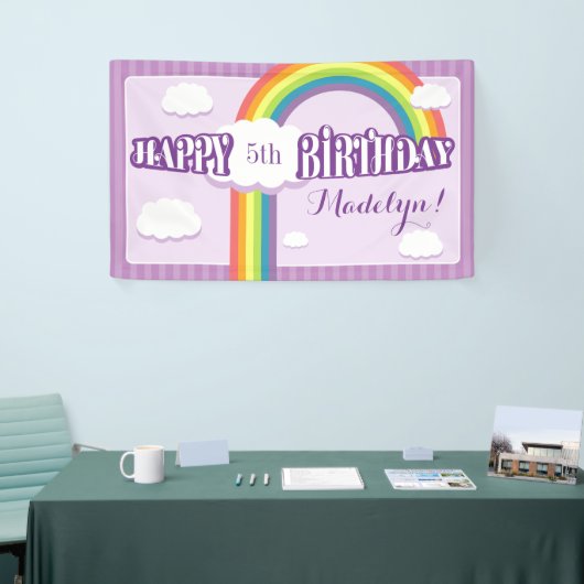Paarse regenboogwolk uit elke leeftijd - Birthday- Spandoek (Beurs)