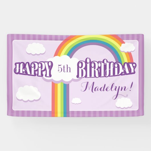 Paarse regenboogwolk uit elke leeftijd - Birthday- Spandoek (Horizontaal)