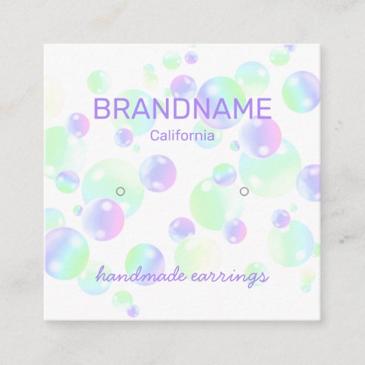 Paarse regenboogzeepbelletjes oorscherm vierkante visitekaartje (Voorkant)