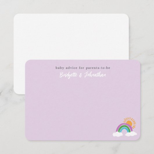 Paarse  regenboogzonnescherm (Dusty Baby) RSVP Kaartje (Voorkant / Achterkant)