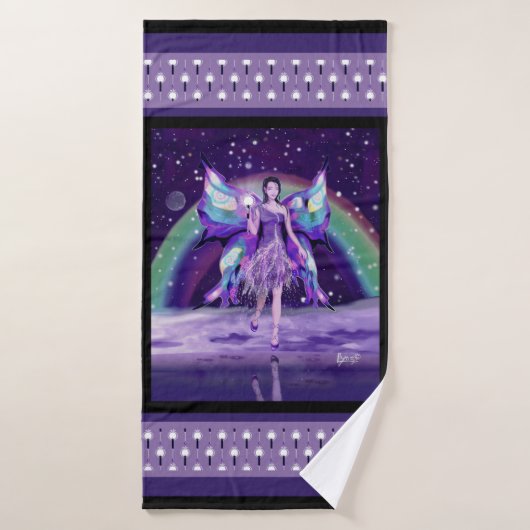 Paarse Regenfee Badhanddoek (Badhanddoek)