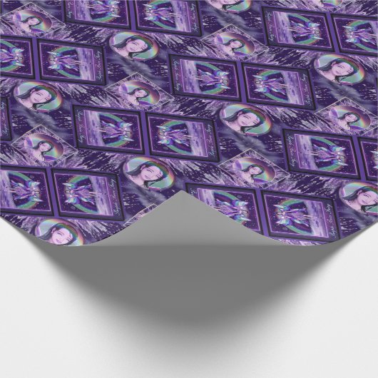 Paarse Regenfee Cadeaupapier (Hoek)