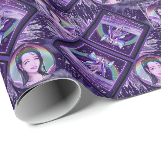 Paarse Regenfee Cadeaupapier (Rol Hoek)