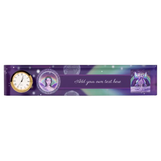 paarse regenfee naambordje (Voorkant)