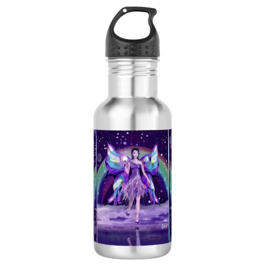 Paarse Regenfee Waterfles (Voorkant)