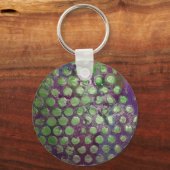 Paarse regenval, Abstract in Paarse en groene Stip Sleutelhanger (Voorkant)