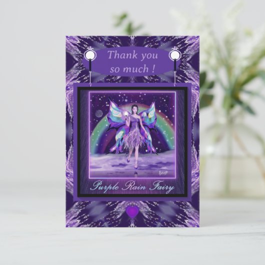 Paarse regenwang bedankkaart (Staand voorkant)