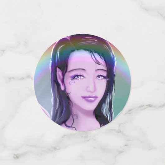 Paarse regenwang confetti (Kleine voorkant)