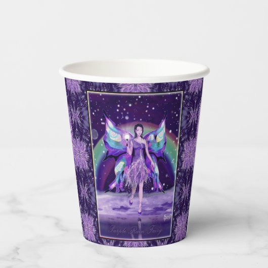 Paarse regenwang papieren bekers (Achterkant)