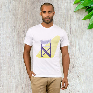 Paarse regisseursstoel voor films met schijnwerper t-shirt