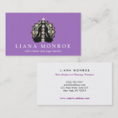 Paarse Reiki en Yoga-leraar Lotus en Chakra Visitekaartje (Voorkant / Achterkant)