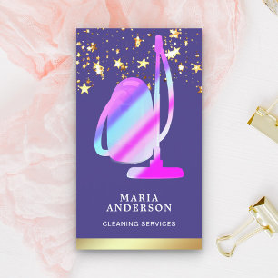 Paarse reiniging van goudolie met vacuümreiniger visitekaartje