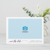 Paarse Relax Script Sla de datumfoto op Save The Date (Staand voorkant)