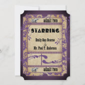 Paarse renaissance Medieval Ticket Wedding Kaart (Achterkant)