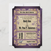 Paarse Renaissance Middeleeuwse Ticket Bruiloft Kaart (Voorkant)
