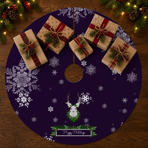 Paarse Rendier Boomrok Fleece Kerstboom Rok