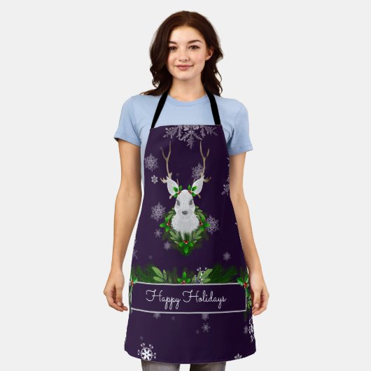 Paarse rendier kerst Schort (Gedragen)