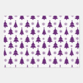 Paarse rendieren, kerstbomen en feestdagen inpakpapier vel (Voorkant 2)