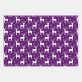 Paarse rendieren, kerstbomen en feestdagen inpakpapier vel (Voorkant)