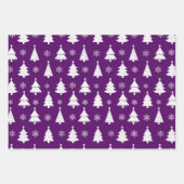 Paarse rendieren, kerstbomen en heilige patronen inpakpapier vel (Voorkant)