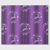 Paarse rendieres met diamanten kerst cadeaupapier (Vlak)