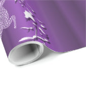 Paarse rendieres met diamanten kerst cadeaupapier (Rol Hoek)