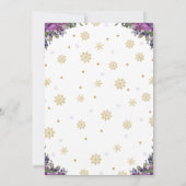 Paarse rendierFloral Snowflakes Birthday Party Kaart (Achterkant)