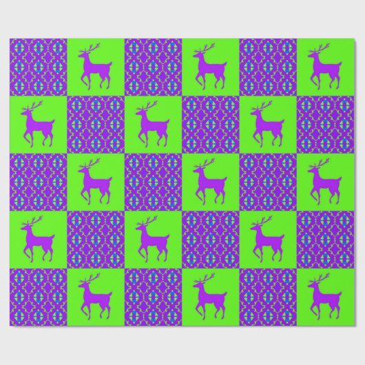 Paarse rendierKerstmis Cadeaupapier (Vlak)