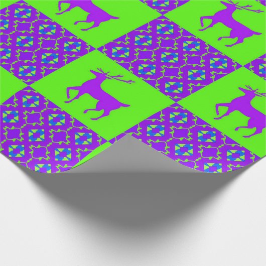 Paarse rendierKerstmis Cadeaupapier (Hoek)