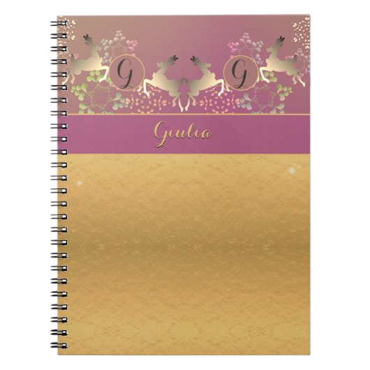 Paarse rendiermonogram notitieboek (Voorkant)