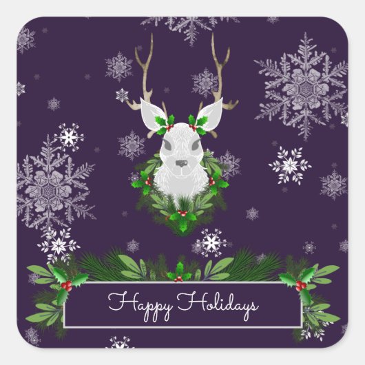 Paarse rendierSticker Vierkante Sticker (Voorkant)