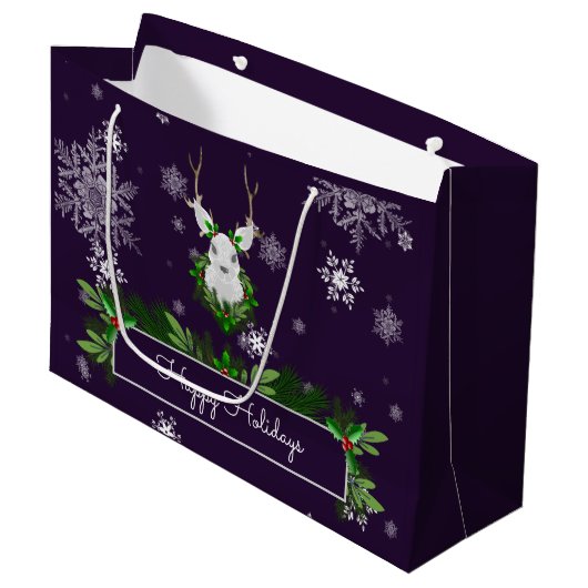 Paarse rendiertas groot cadeauzakje (Voorkant Gekanteld)