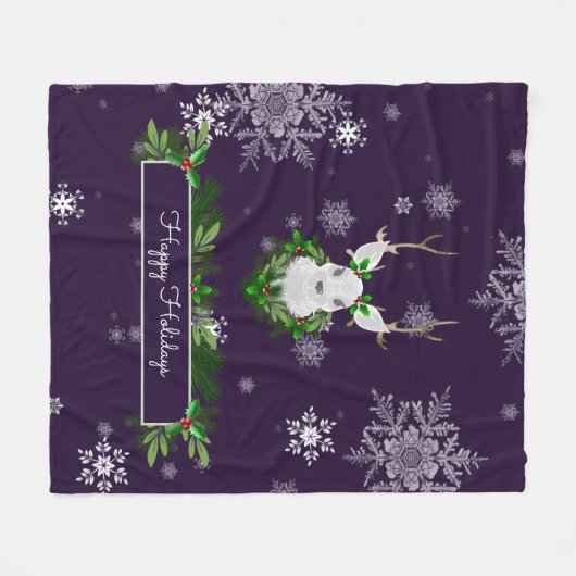 Paarse rendiervlinder fleece deken (Voorkant (Horizontaal))