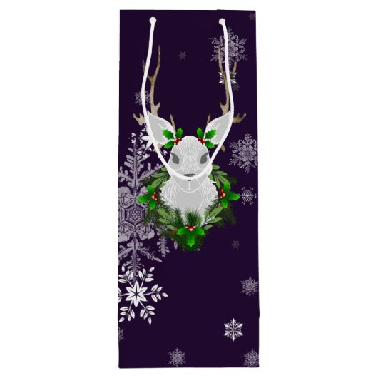 Paarse rendierwijn Gift Bag Wijn Cadeautas (Achterkant)