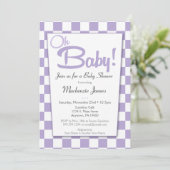 Paarse Retro 50s Diner Baby shower Uitnodiging (Staand voorkant)