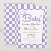 Paarse Retro 50s Diner Baby shower Uitnodiging (Voorkant / Achterkant)