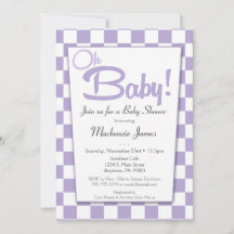 Paarse Retro 50s Diner Baby shower Uitnodiging