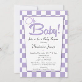 Paarse Retro 50s Diner Baby shower Uitnodiging