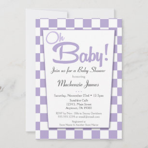 Paarse Retro 50s Diner Baby shower Uitnodiging