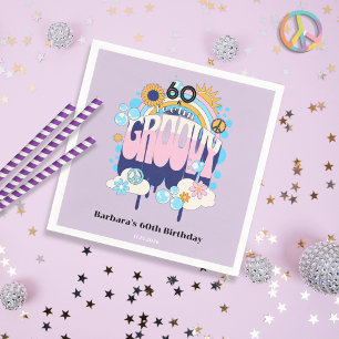 Paarse Retro 60e Verjaardagsfeest met een Groovy V Servet