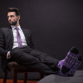 Paarse Retro Argyle Bowling Pin Stropdas