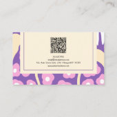 Paarse Retro Bloemen met QR Visitekaartje (Achterkant)