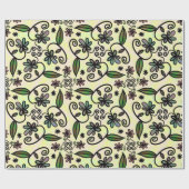 Paarse Retro Boho Daisies Cadeaupapier (Vlak)