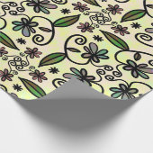 Paarse Retro Boho Daisies Cadeaupapier (Hoek)